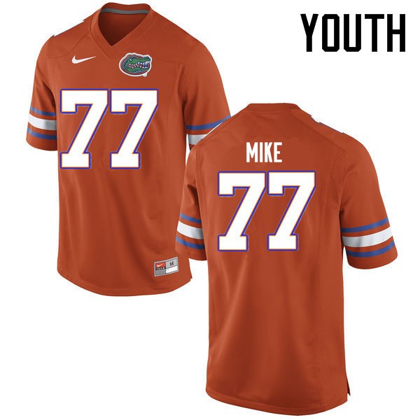 Florida Gators Youth #77 Andrew Mike College Football Jersey Orange